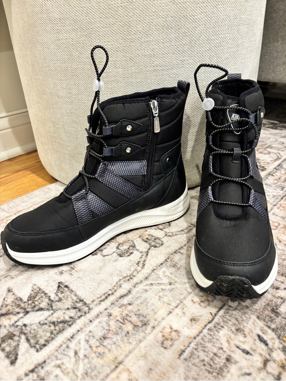 Khombu Black and Gray Women's Winter Rain Boots